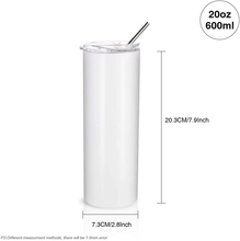 Load image into Gallery viewer, 20oz  Sublimation Skiny  Straight Tumbler with Stainless Steel Straw
