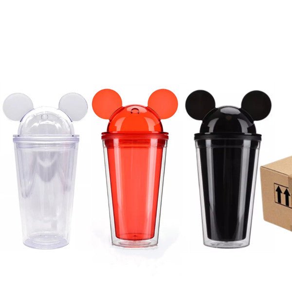 16oz CASE(48 UNITS) Mickey Ears Acrylic clear straw tumbler - OTL