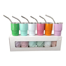 Load image into Gallery viewer, 2 oz Case (6 Units) Sublimation Mini Car Cup Color Curved Double Wall Insulation with Straw - OTL
