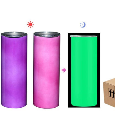 20oz CASE(24 UNITS) Uv Glowing In The Dark Color Changing Skinny Sublimation tumbler - OTL